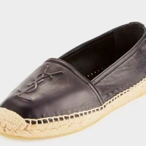 Saint Laurent Black 9.5 Cassandre-embossed espadrilles